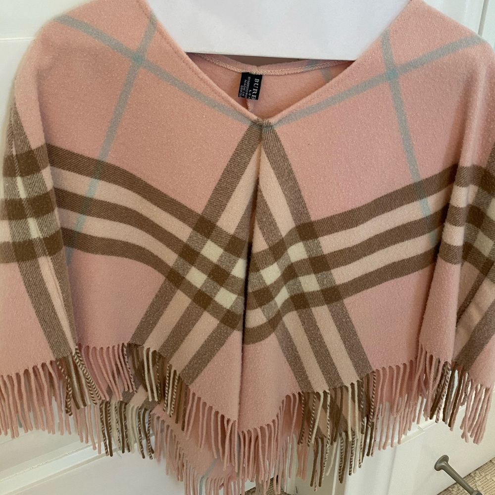 Burberry pink fringe poncho - one size